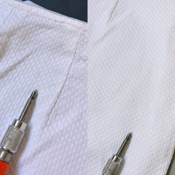 70s Vintage Highwaisted White Flare Trousers Pants Cuffed Textured Hippy Mod. - Picture 8 of 8